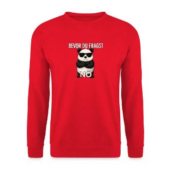 Bevor du fragst: Nö – Lustiges Panda T-Shirt - Unisex Pullover - Rot - Vorne - Alina (178cm) & Michal (187cm)