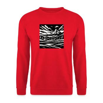 Alpine Landscape – Mountain Style Shirt - Unisex Sweatshirt - red - Front - Alina (178cm) & Michal (187cm)
