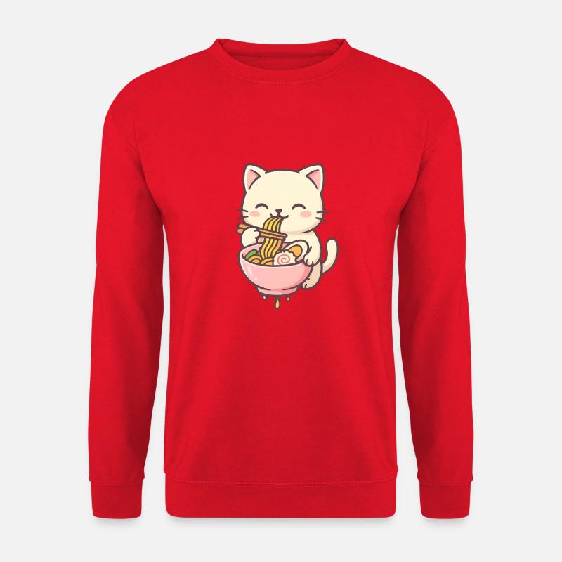 Niedliche Katzen mit Nudelsalat Design - Unisex Pullover - Rot