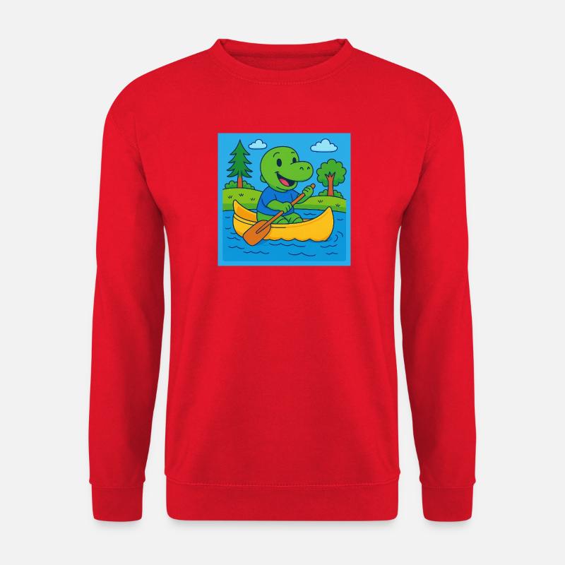 Kleiner Dino im Kanu - Unisex Pullover - Rot