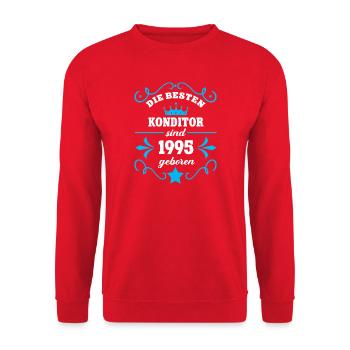 Chef pâtissier Anniversaire Né 1995 Collègues Né - Sweat-shirt Unisexe - rouge - Devant - Alina (178cm) & Michal (187cm)