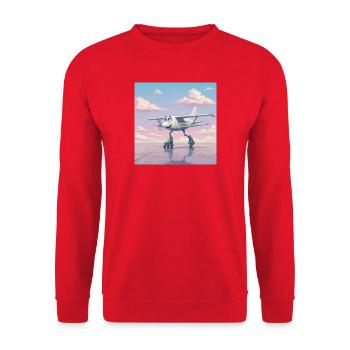 Flugzeug auf Rollschuhen mit einem Lächeln - Unisex Pullover - Rot - Vorne - Alina (178cm) & Michal (187cm)