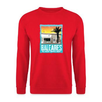 Balearic Islands Sunset Silhouette - Unisex Sweatshirt - red - Front - Alina (178cm) & Michal (187cm)