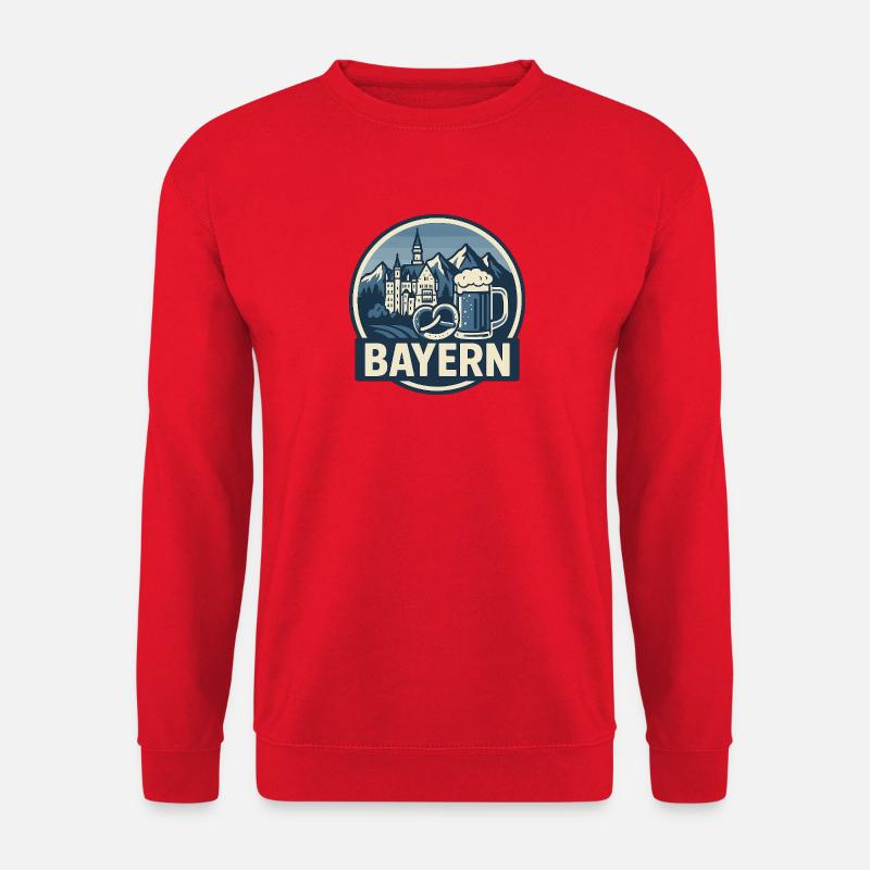 Bayern Bergblick Bier und Stadt - Unisex Pullover - Rot