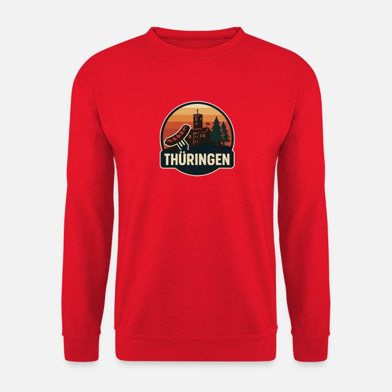 Thüringen Burg Panorama Badge - Unisex Pullover - Rot
