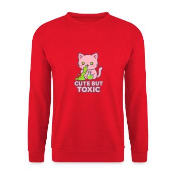 Giftige Kawaii-Katze - Unisex Pullover - Rot - Vorne - Alina (178cm) & Michal (187cm)