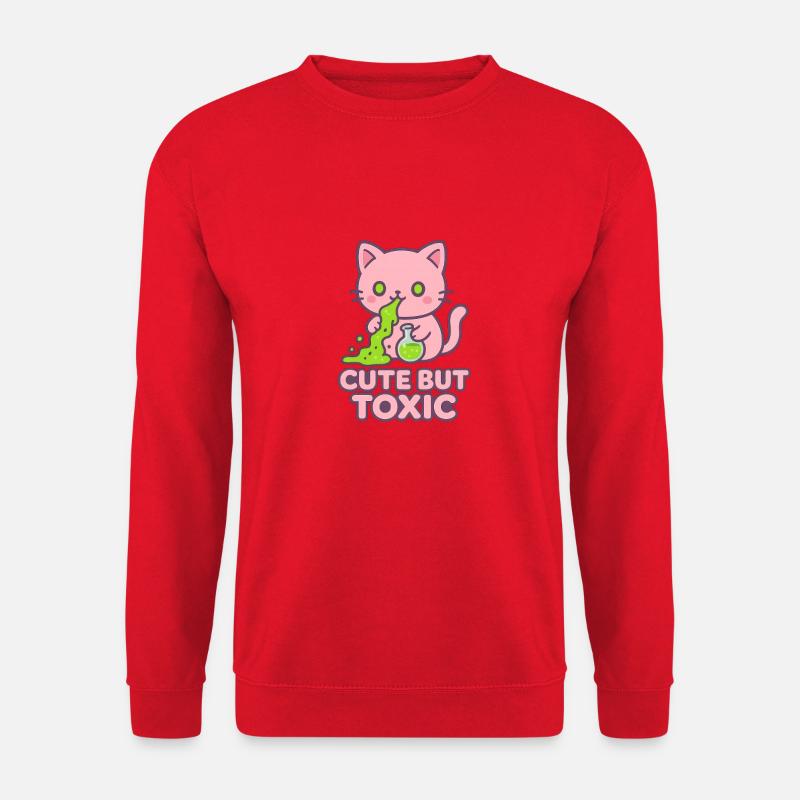 Giftige Kawaii-Katze - Unisex Pullover - Rot