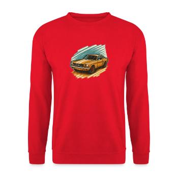 Vintage Muscle Car – Retro Auto Design - Unisex Pullover - Rot - Vorne - Alina (178cm) & Michal (187cm)