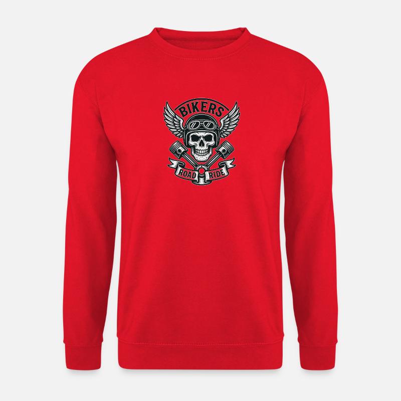Skull Biker Wings Pistons Road - Unisex Pullover - Rot