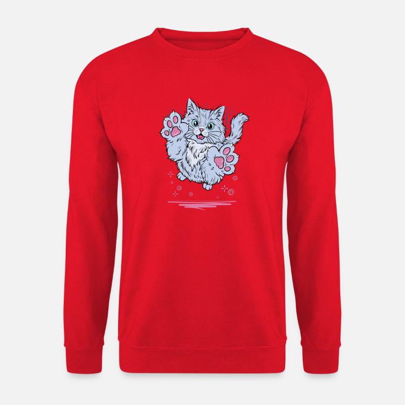 Süße Katze mit funkelnden Pfoten - Unisex Pullover - Rot