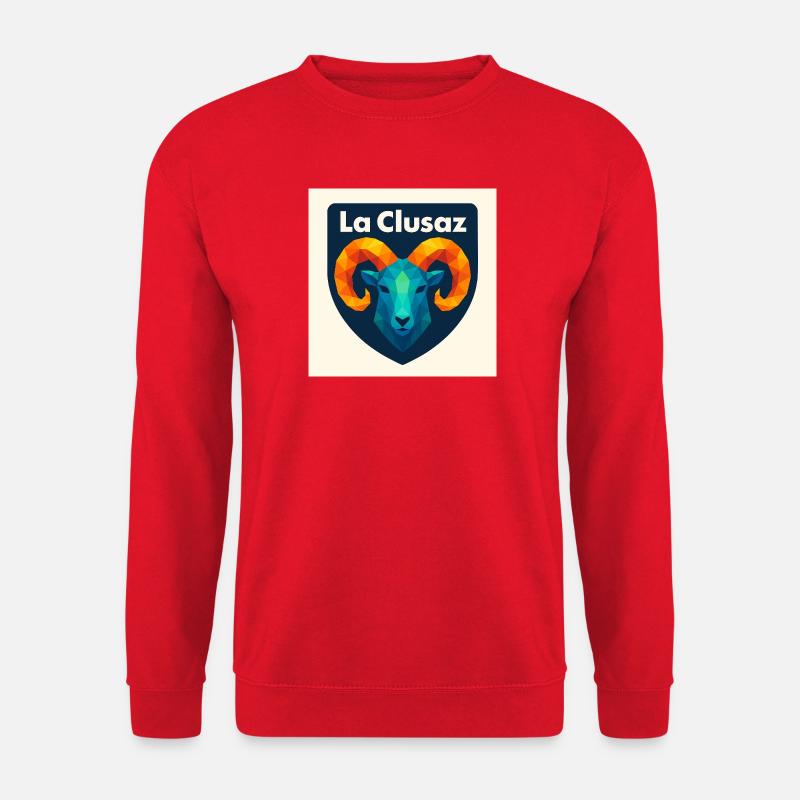 La Clusaz Geometrisches Widderwappen - Unisex Pullover - Rot