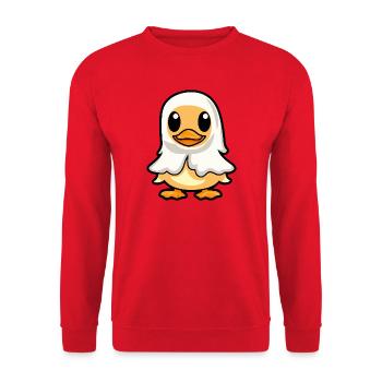 Duck Halloween Ghost - Unisex Sweatshirt - red - Front - Alina (178cm) & Michal (187cm)