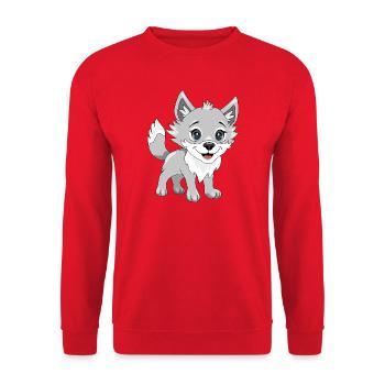 Cute smiling baby wolf - Unisex Sweatshirt - red - Front - Alina (178cm) & Michal (187cm)