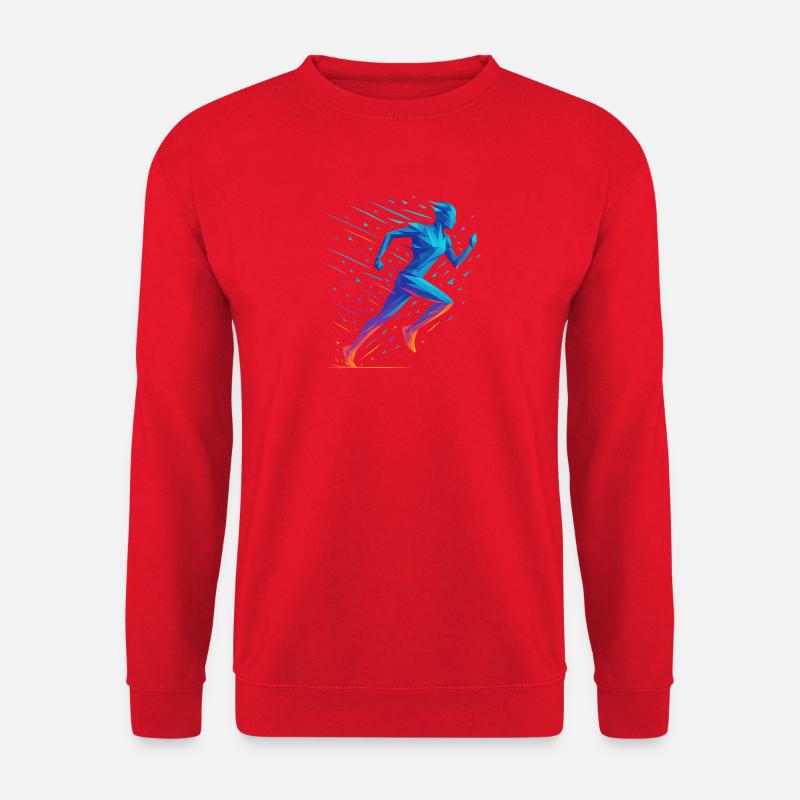 Neonfarbener geometrischer Lauf - Unisex Pullover - Rot