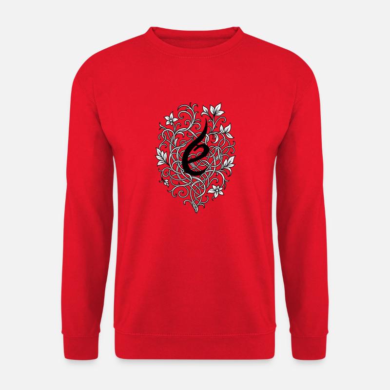 Verzierte_Blume_um_den_Buchstaben__e_ - Unisex Pullover - Rot