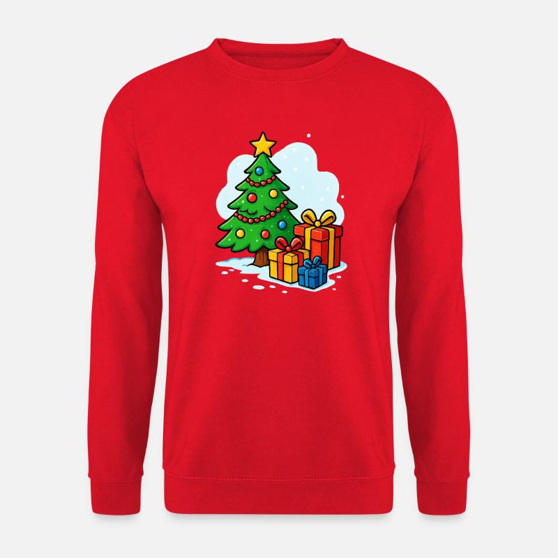 Weihnachtsbaum Cartoon Geschenke - Unisex Pullover - Rot