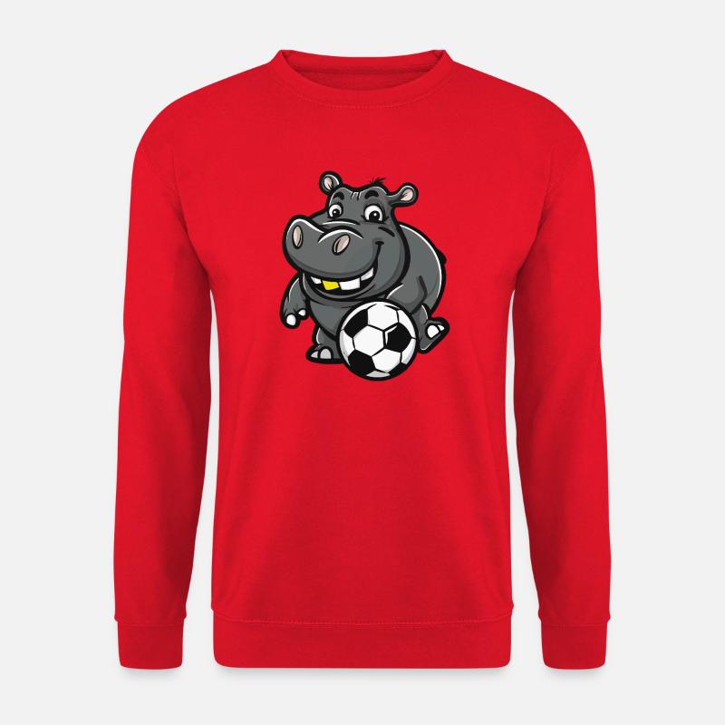 Hippo Fußballstar Illustration - Unisex Pullover - Rot