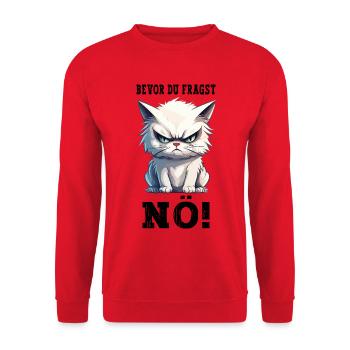 Avant de demander Non, pas de chat, drôle, dicton, humour - Sweat-shirt Unisexe - rouge - Devant - Alina (178cm) & Michal (187cm)