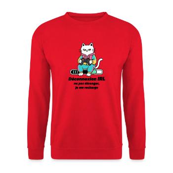 Chat Gamer Console Retro - Sweat-shirt Unisexe - rouge - Devant - Alina (178cm) & Michal (187cm)