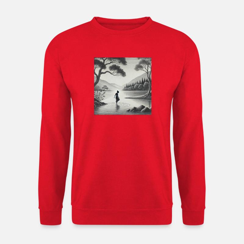Silhouette am See im Mondlicht - Unisex Pullover - Rot
