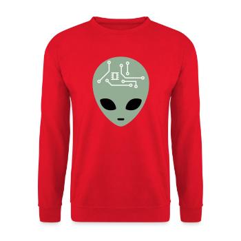 Alien Head mit Schaltkreisen (drei Farben) - Unisex Pullover - Rot - Vorne - Alina (178cm) & Michal (187cm)