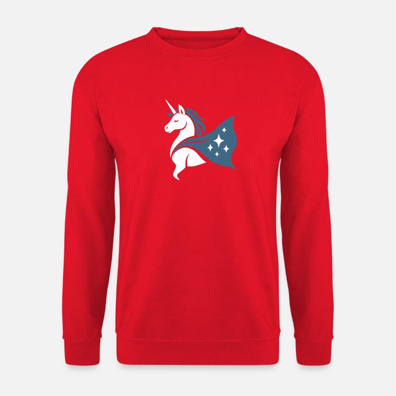 Starkes Sternen Einhorn, Edle Superheldin - Unisex Pullover - Rot