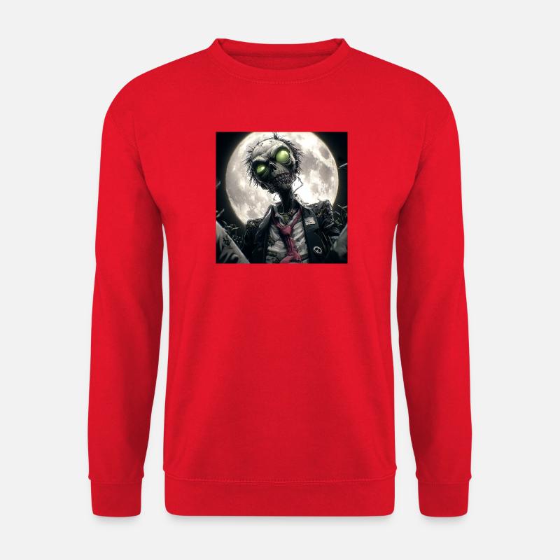 Moonlit Undead – Zombie im Vollmond - Unisex Pullover - Rot