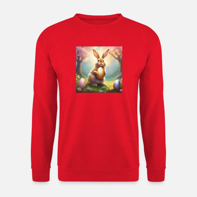 Spring bunny with gold Easter egg - Unisex Sweatshirt - red