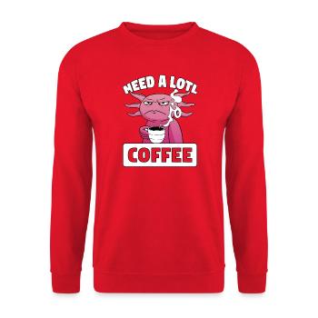 Need A Lotl Coffee Axolotl Kaffee - Unisex Sweatshirt - red - Front - Alina (178cm) & Michal (187cm)