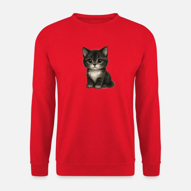 Süßes Kätzchen in niedlicher Zeichnung - Unisex Pullover - Rot