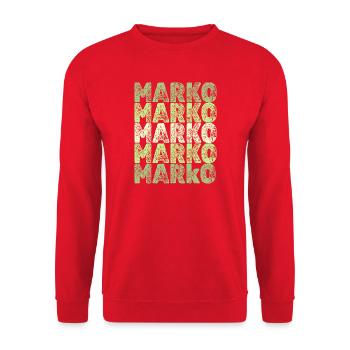 Geschenk für Marko - Unisex Pullover - Rot - Vorne - Alina (178cm) & Michal (187cm)