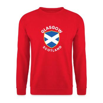 Conception du sautoir de l’écu de Glasgow - Sweat-shirt Unisexe - rouge - Devant - Alina (178cm) & Michal (187cm)