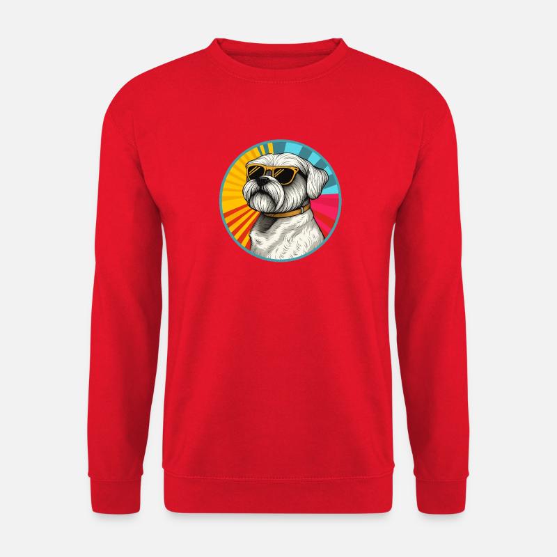 Sunburst Pup mit Retro-Sonnenbrille - Unisex Pullover - Rot