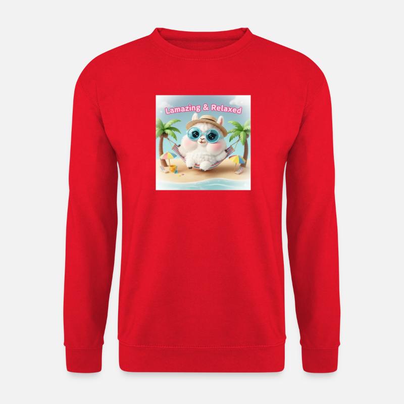 Llama Relax Beach Blue Glasses - Unisex Sweatshirt - red