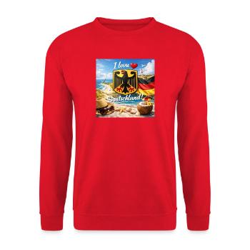 I love Germany Beach - Unisex Sweatshirt - red - Front - Alina (178cm) & Michal (187cm)
