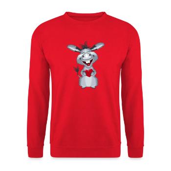 herz_esel1 - Unisex Pullover - Rot - Vorne - Alina (178cm) & Michal (187cm)