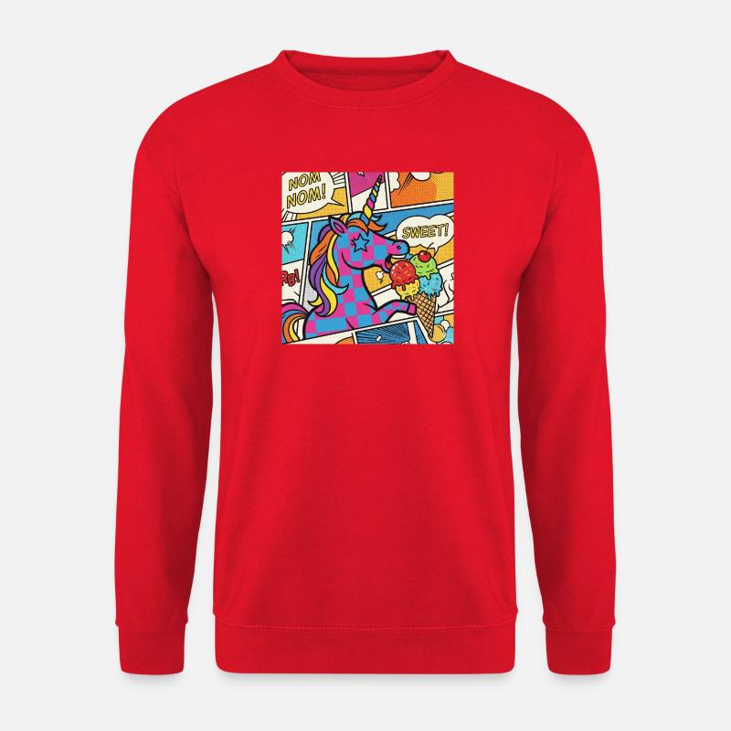 Einhorn-Pop-Art-Delight-Regenbogen - Unisex Pullover - Rot