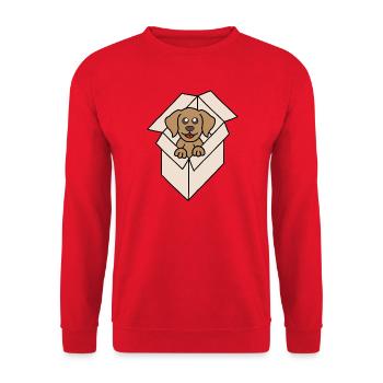 Cuddly dog in a box - Unisex Sweatshirt - red - Front - Alina (178cm) & Michal (187cm)