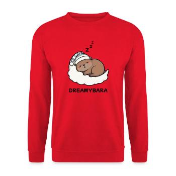 Capybara Sleeping Dreamybara – Kawaii Cozy Night - Unisex Sweatshirt - red - Front - Alina (178cm) & Michal (187cm)