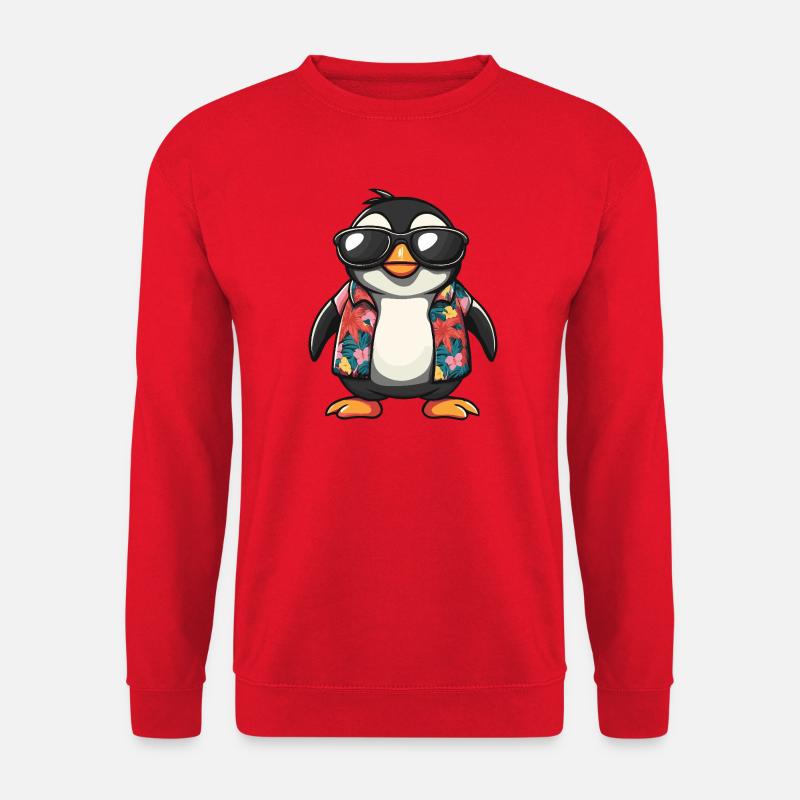 Pinguin Comic Urlaub - Unisex Pullover - Rot