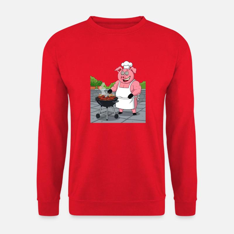 Grilling cozy pig - Unisex Sweatshirt - red