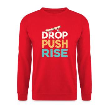 Drop Push Rise Skateboard Rétro - Sweat-shirt Unisexe - rouge - Devant - Alina (178cm) & Michal (187cm)