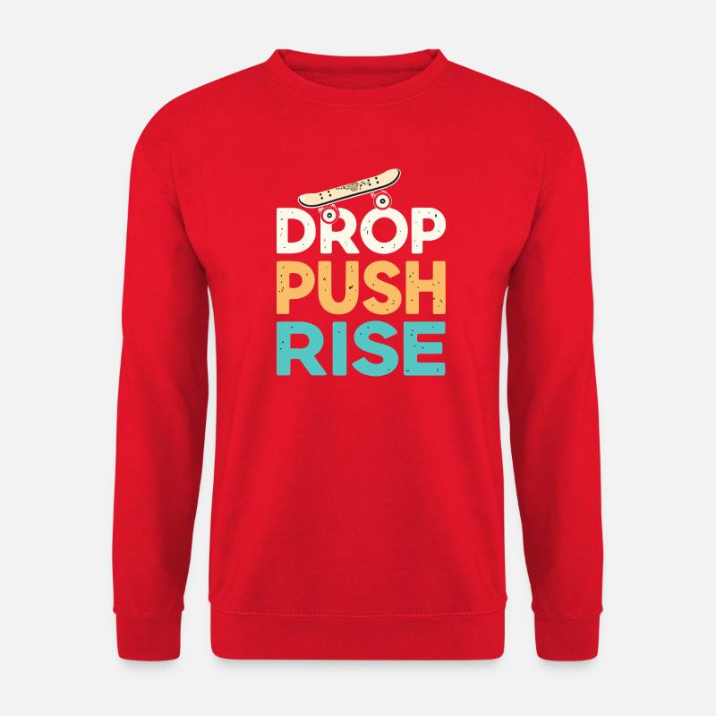 Drop Push Rise Retro Skateboard - Unisex Sweatshirt - red