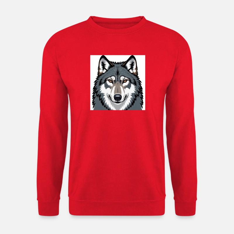 Wolf Illustratives Porträt - Unisex Pullover - Rot