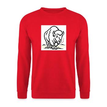 Bisons avec une cigarette dans le champ - Sweat-shirt Unisexe - rouge - Devant - Alina (178cm) & Michal (187cm)