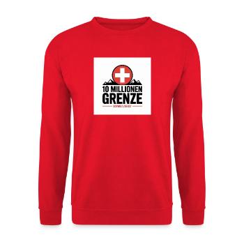10 Millionen Grenze Schweizer Berglogo - Unisex Pullover - Rot - Vorne - Alina (178cm) & Michal (187cm)