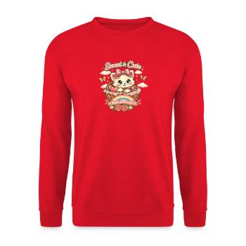 Süßes Kätzchen im Körbchen - Unisex Pullover - Rot - Vorne - Alina (178cm) & Michal (187cm)