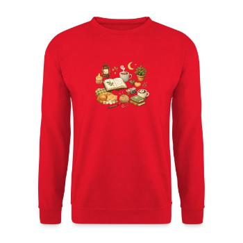 Mondnacht Lesezeit - Unisex Pullover - Rot - Vorne - Alina (178cm) & Michal (187cm)