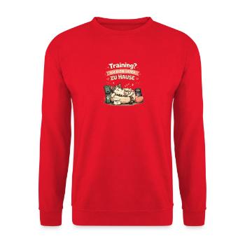 Training? Ich bleib Lieber Zu Hause - Unisex Pullover - Rot - Vorne - Alina (178cm) & Michal (187cm)