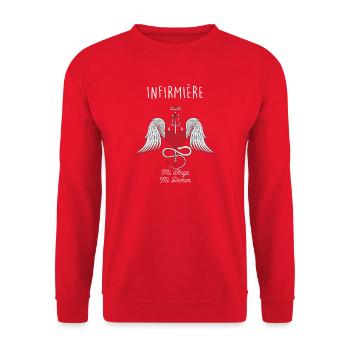 Infirmiere Mi Ange Mi Demon T-Shirt Cadeau Humour - Sweat-shirt Unisexe - rouge - Devant - Alina (178cm) & Michal (187cm)